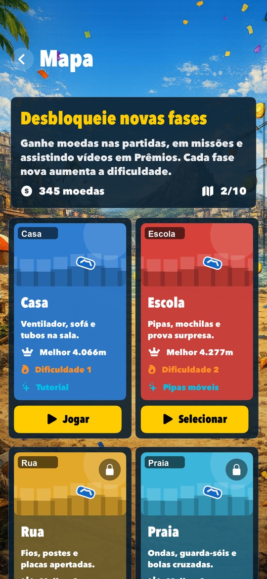 Selecao de mundos em Tap Flip Flop